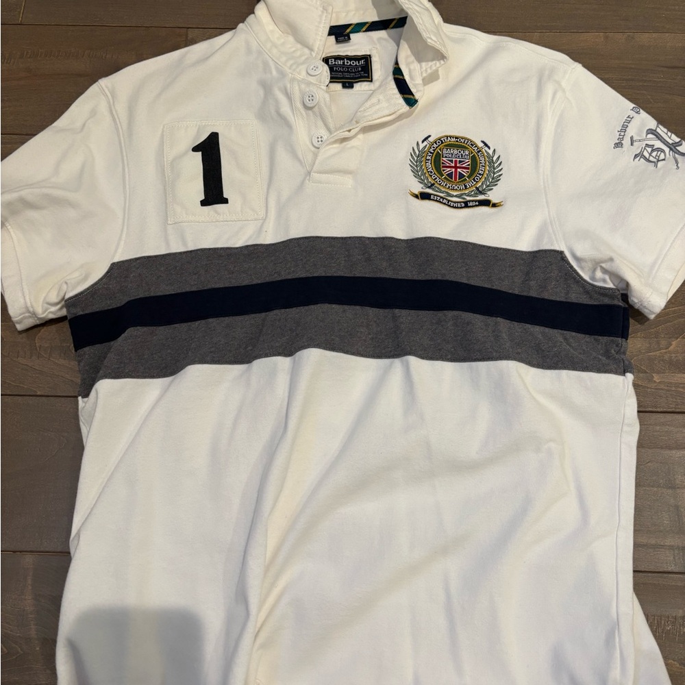 Barbour White and Gray Men's Polo Shirt